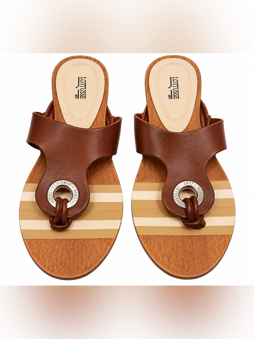 Lottusse from Spain Brown Leather Slip-On Sandals - Women
